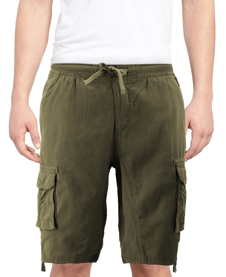 Men's Multi Pocket Drawstring Lightweight Elastic Waist Army Cargo Shorts - Picture 14 of 20