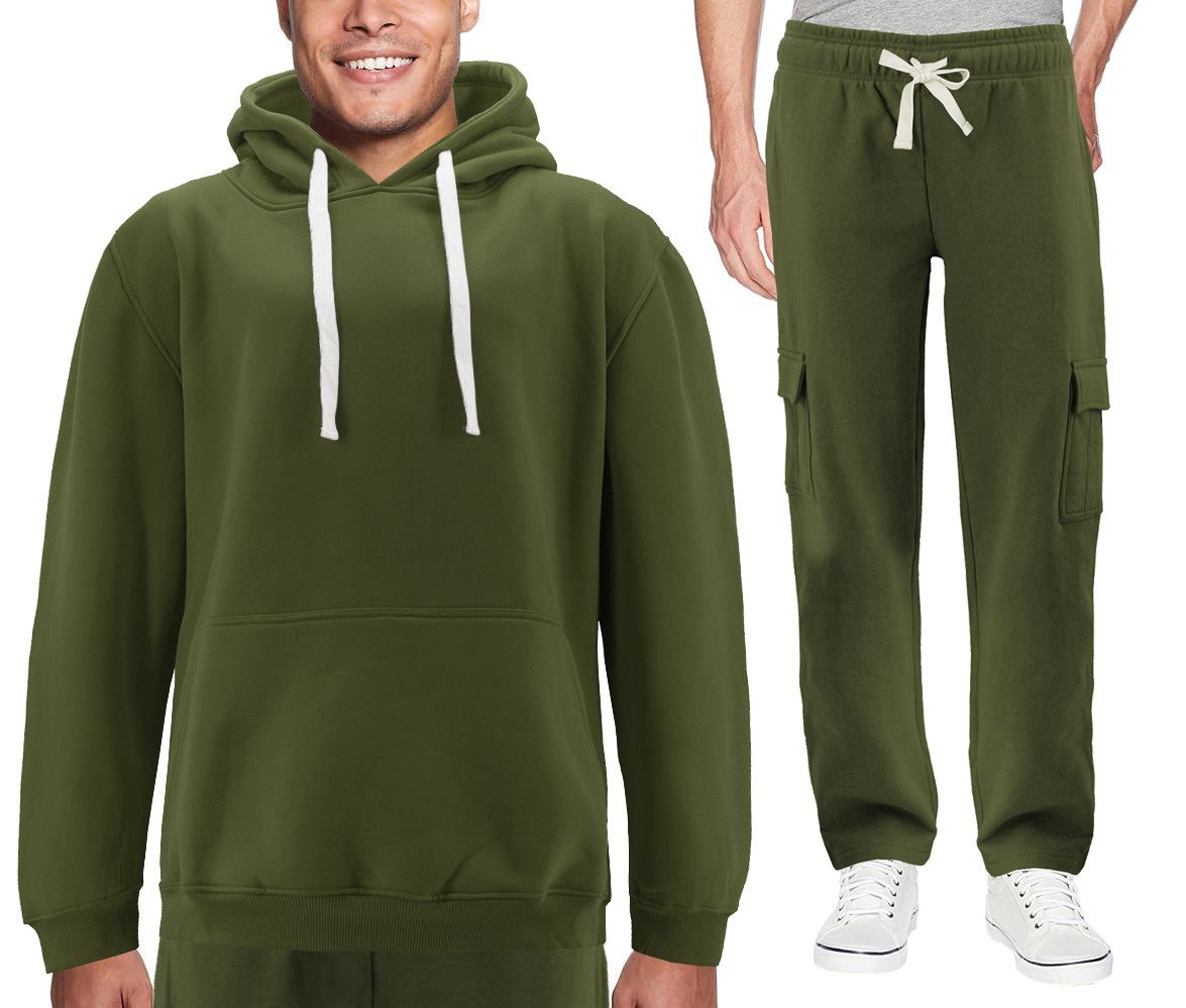 Men's 2 Piece Fleece Sports Gym Running Athletic Jogging Track Sweat Suit Set - Picture 40 of 57