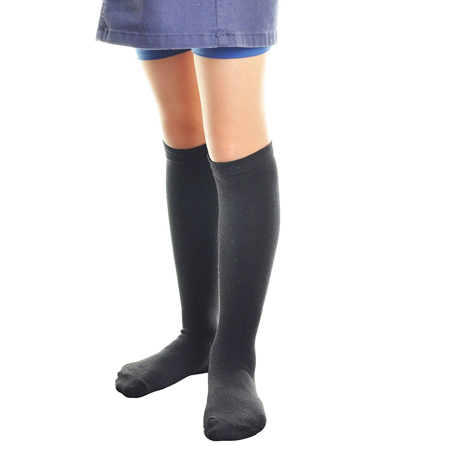 12 Pair Dozen Girls Premium Cotton Knee High Socks Multiple Colors - Picture 4 of 19