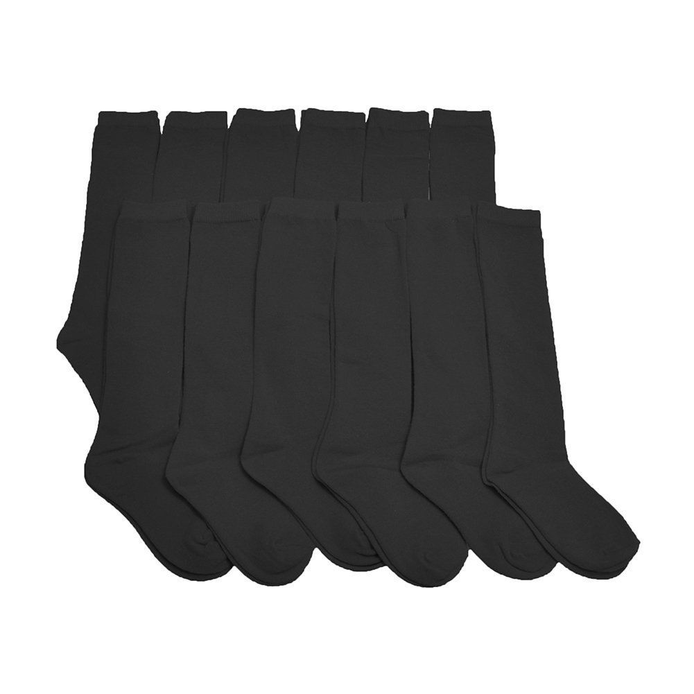 12 Pair Dozen Girls Premium Cotton Knee High Socks Multiple Colors - Picture 3 of 19