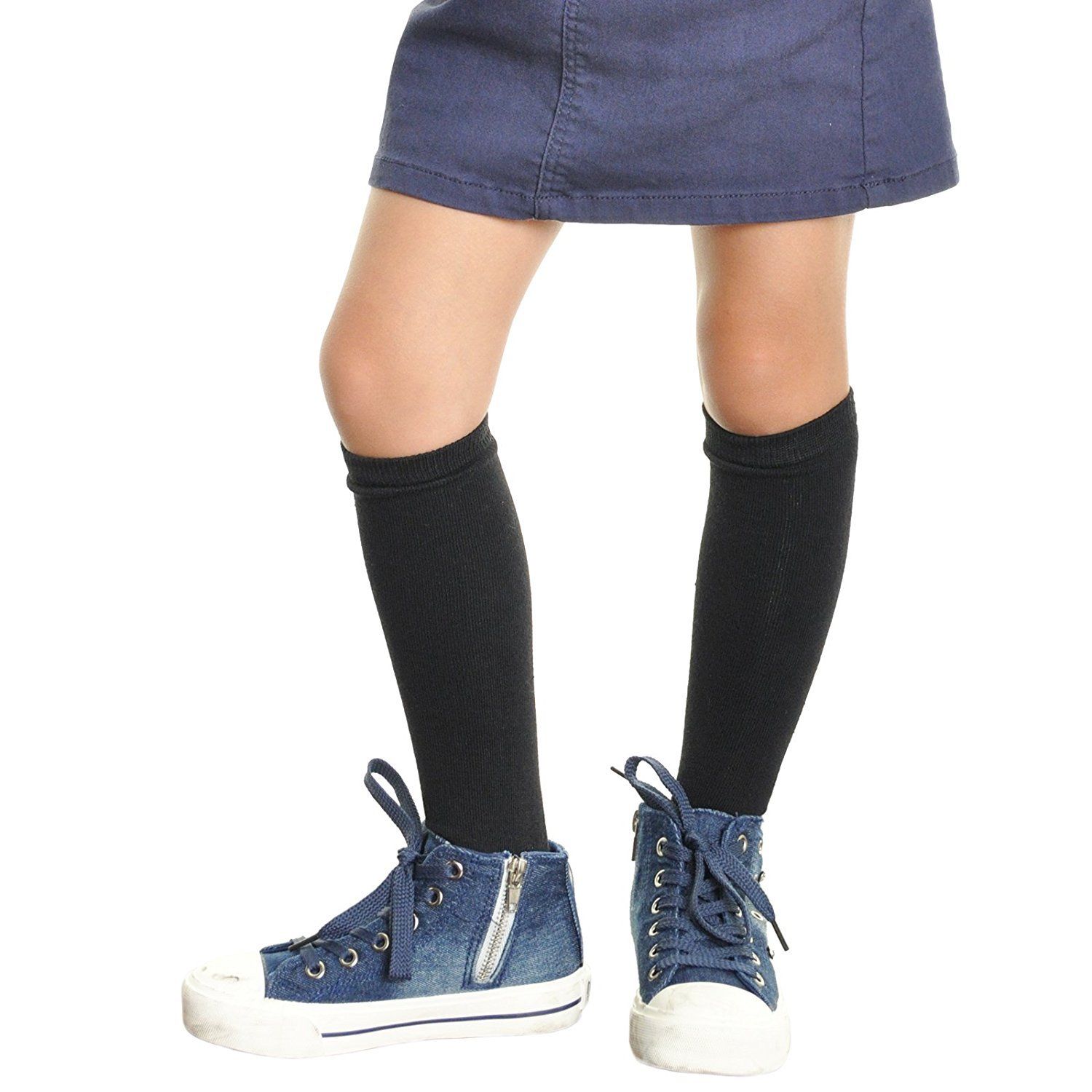 12 Pair Dozen Girls Premium Cotton Knee High Socks Multiple Colors - Picture 5 of 19