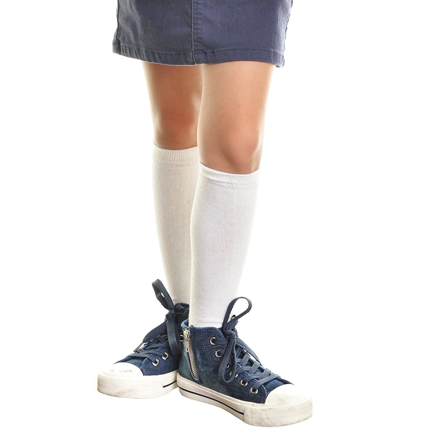 12 Pair Dozen Girls Premium Cotton Knee High Socks Multiple Colors - Picture 9 of 19