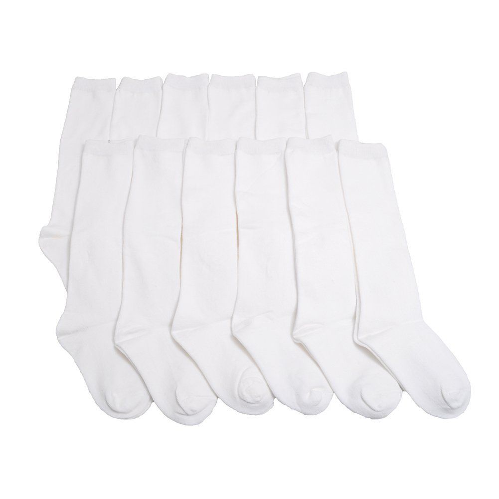12 Pair Dozen Girls Premium Cotton Knee High Socks Multiple Colors - Picture 7 of 19