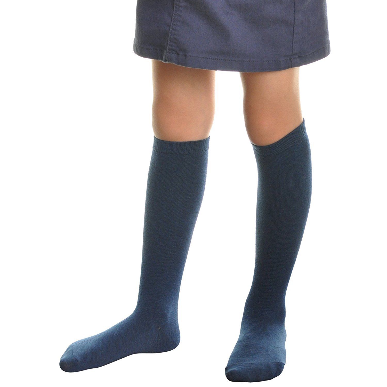 12 Pair Dozen Girls Premium Cotton Knee High Socks Multiple Colors - Picture 15 of 19