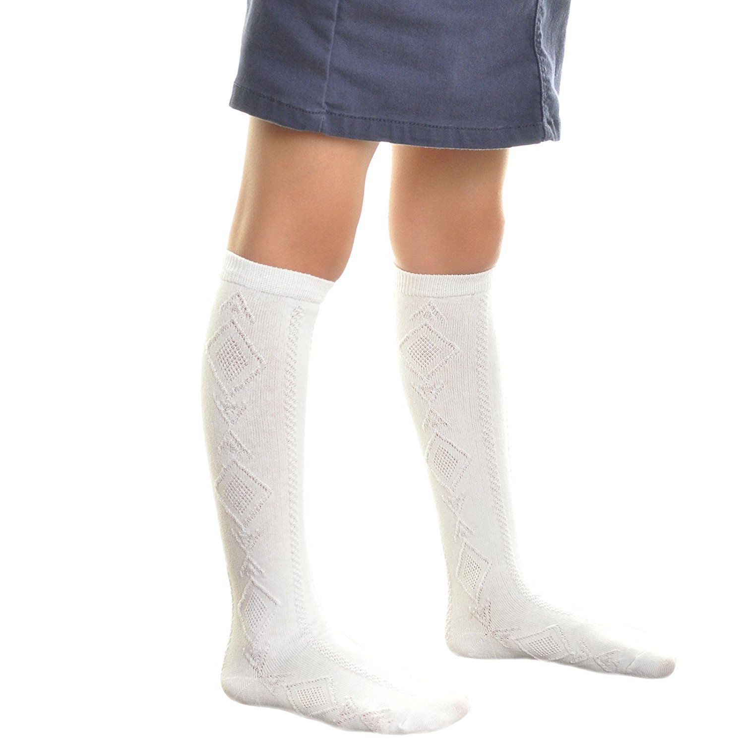 12 Pair Dozen Girls Premium Cotton Knee High Socks Multiple Colors - Picture 17 of 19