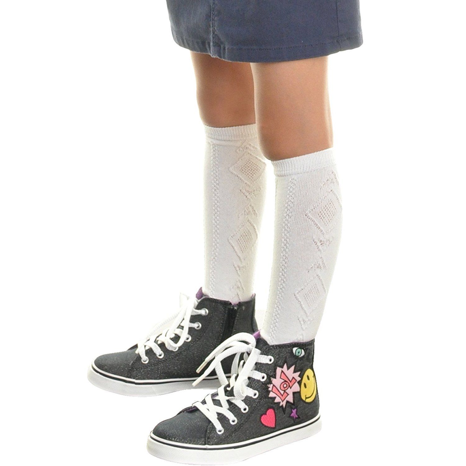 12 Pair Dozen Girls Premium Cotton Knee High Socks Multiple Colors - Picture 18 of 19