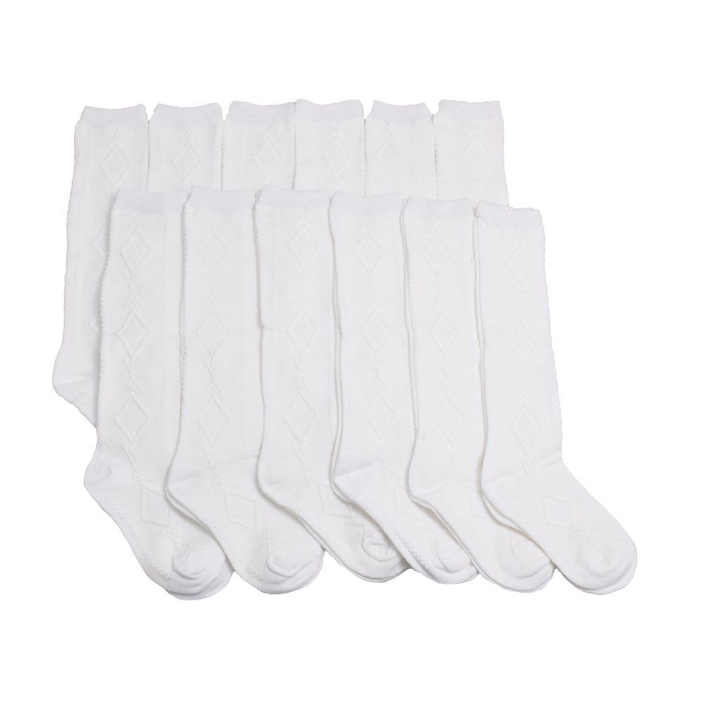 12 Pair Dozen Girls Premium Cotton Knee High Socks Multiple Colors - Picture 16 of 19