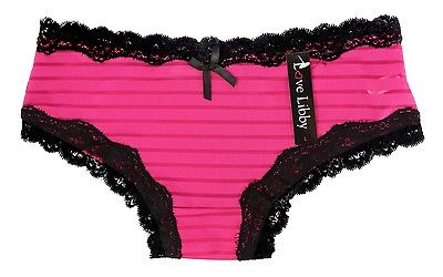 Women’s Lace Trimmed Sexy Lingerie Striped Two Tone Pink Boyshorts