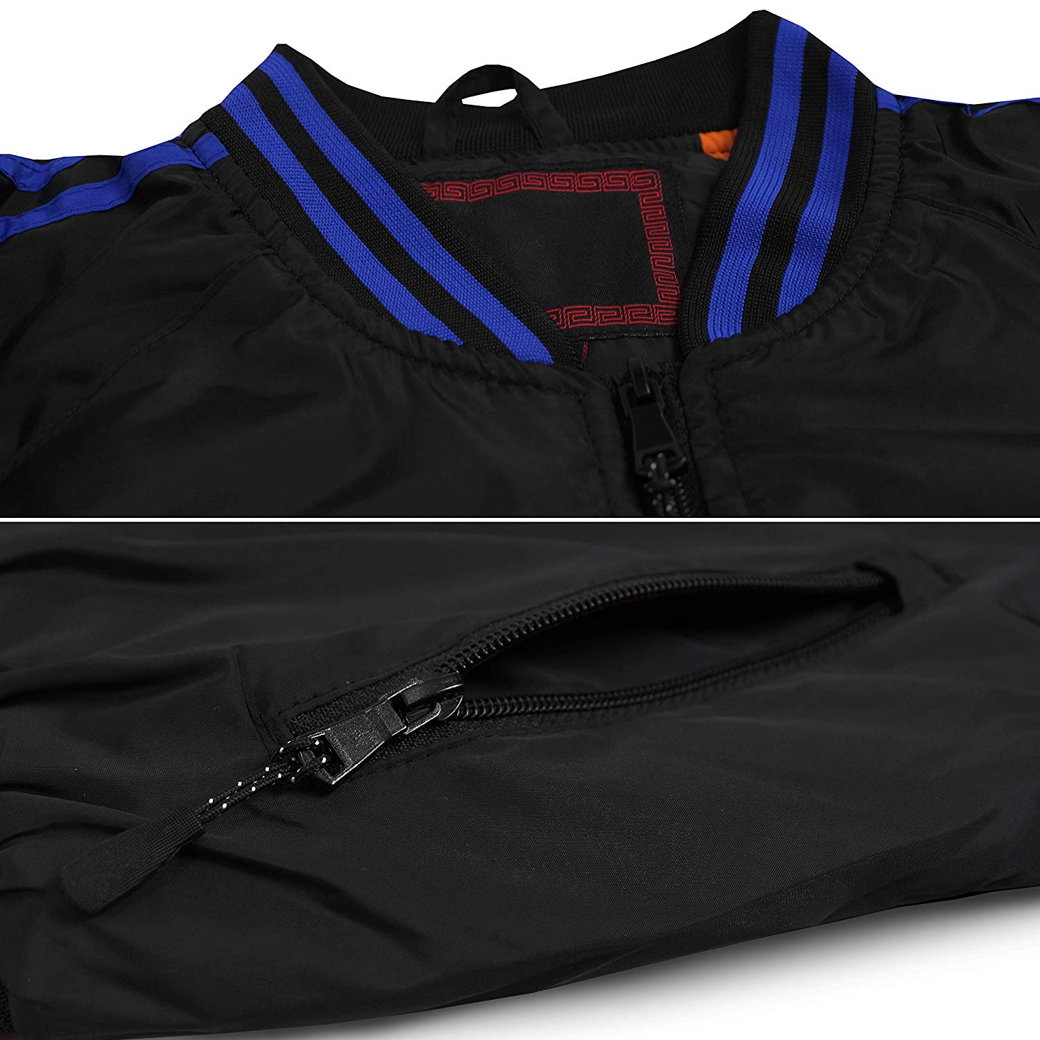 Men/'s Slim Fit Striped Zip Up Water Resistant Flight Bomber Jacket TONY