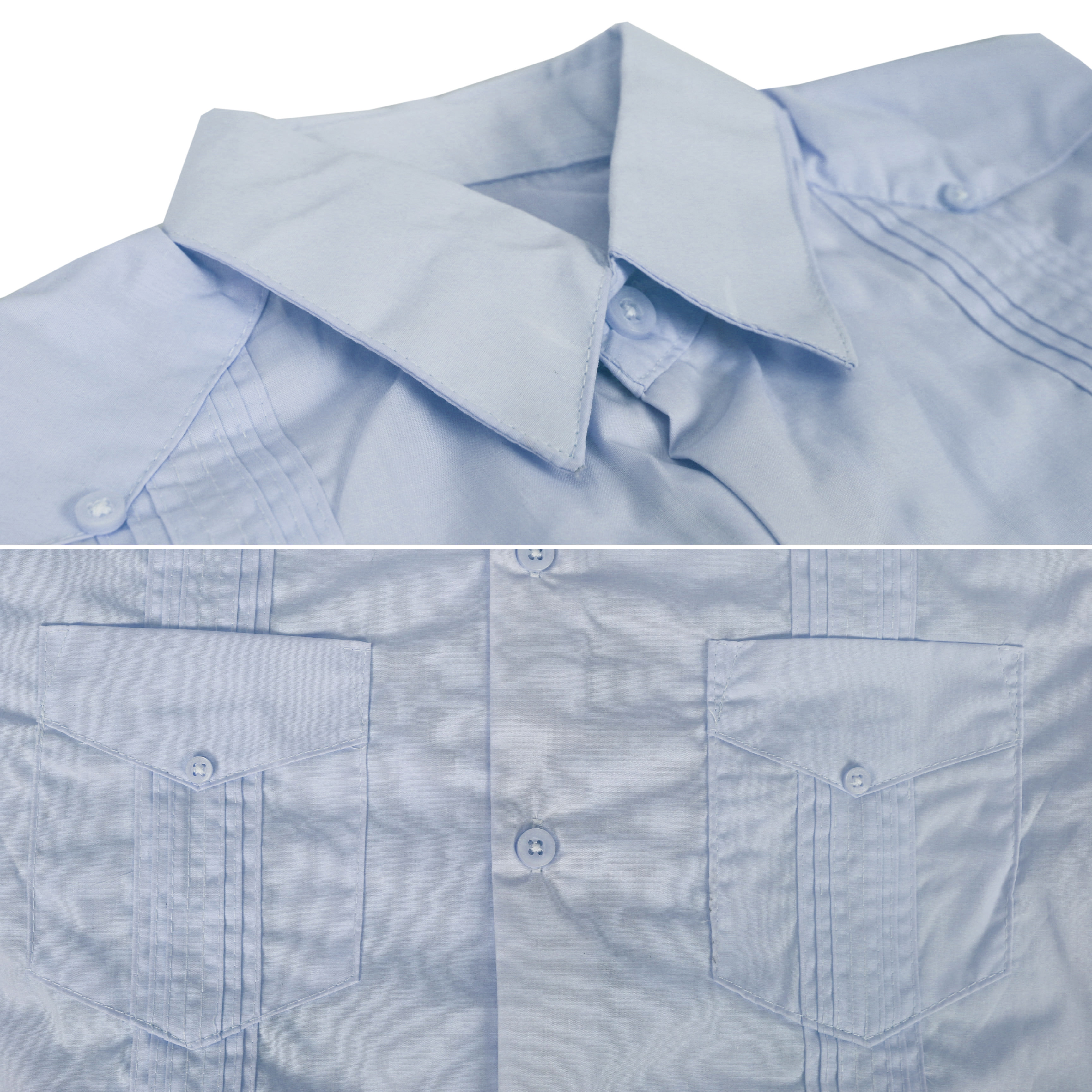 Men's Cuban Long Sleeve Casual Slim Fit Dress Shirt Guayabera - Picture 8 of 20