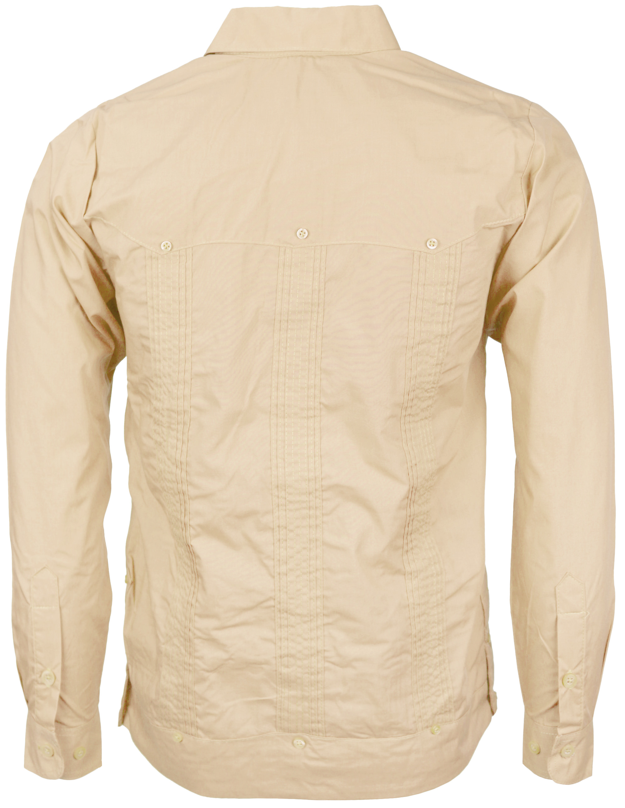 Men's Cuban Long Sleeve Casual Slim Fit Dress Shirt Guayabera - Picture 10 of 20