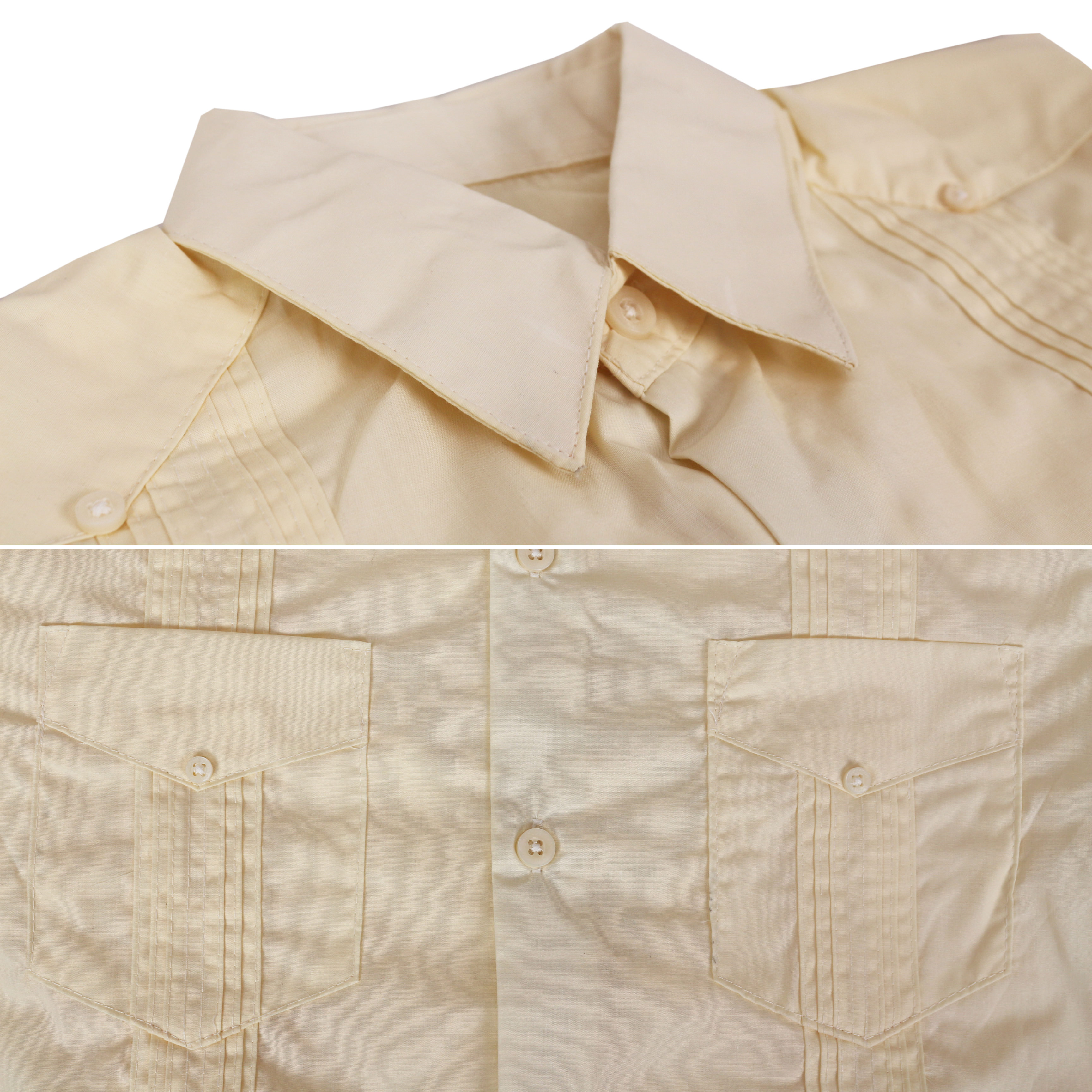 Men's Cuban Long Sleeve Casual Slim Fit Dress Shirt Guayabera - Picture 11 of 20