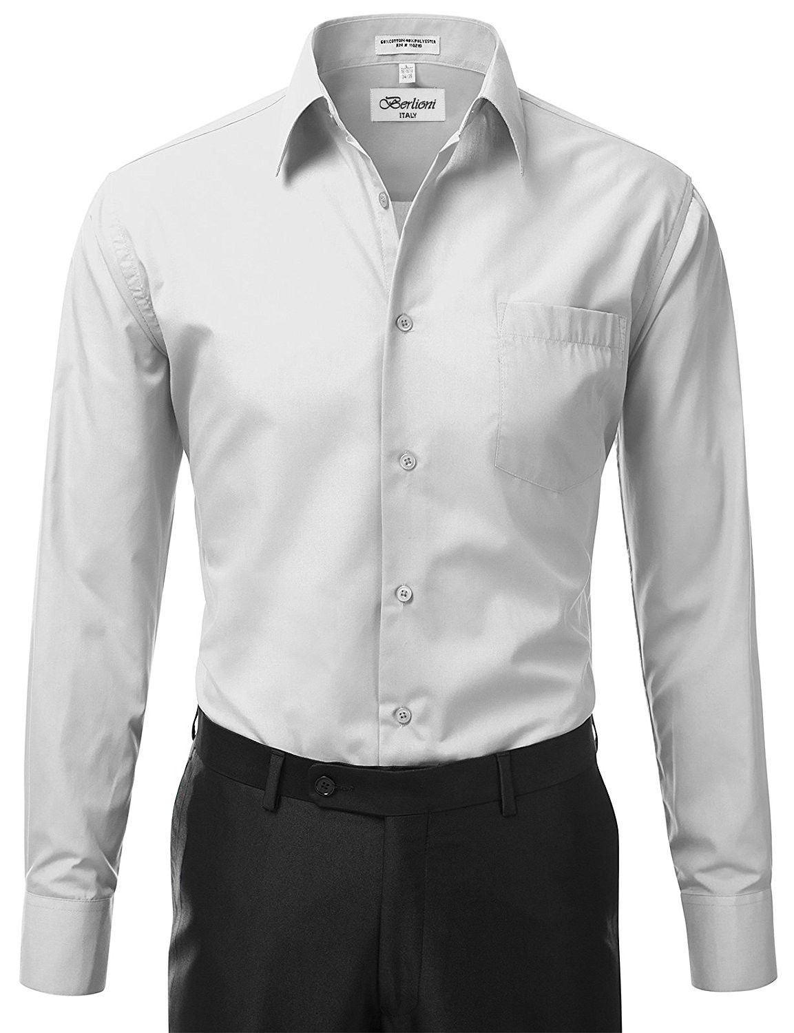 New Berlioni Italy Men Premium Classic French Convertible Cuff Solid