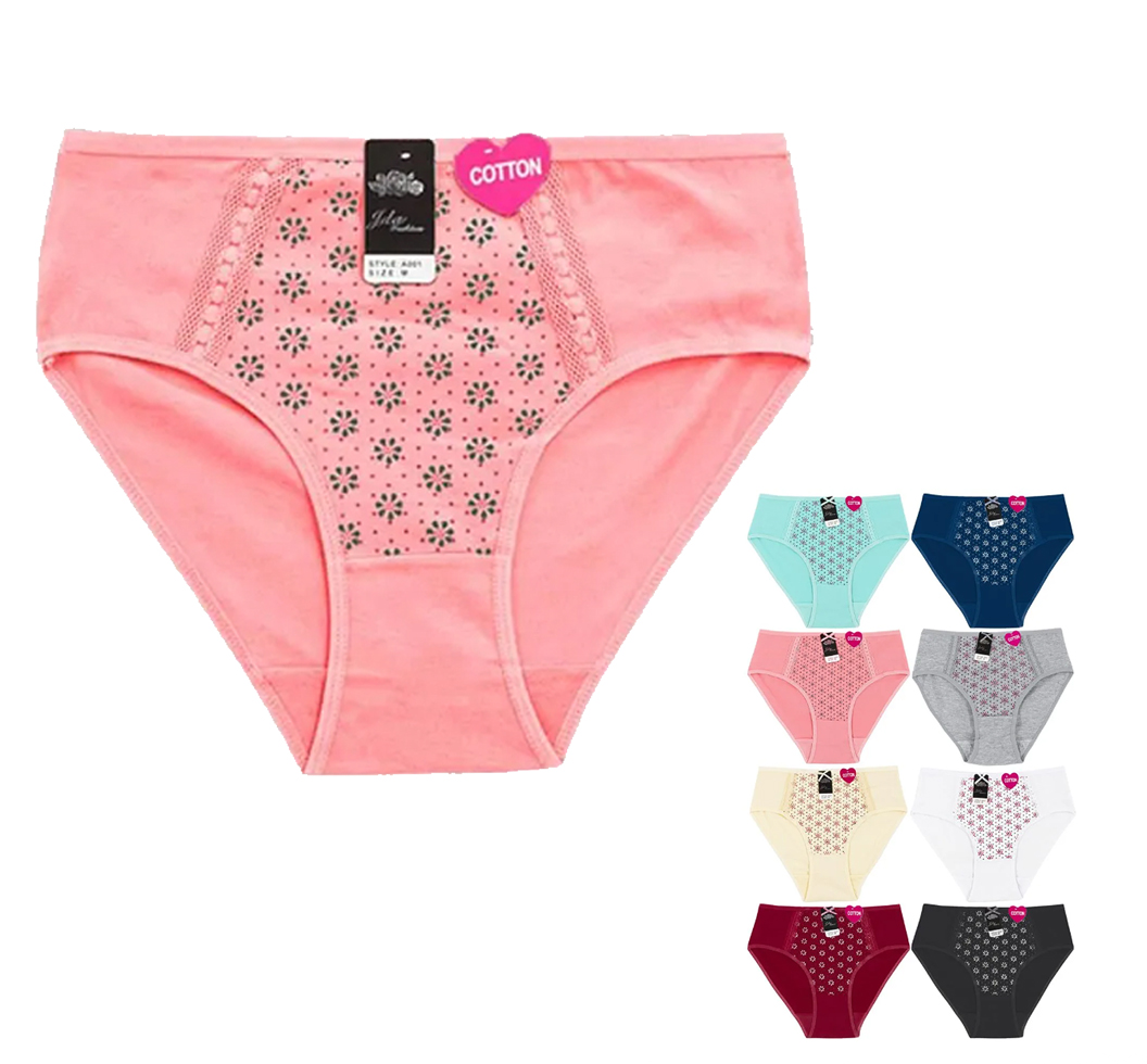 Women’s Assorted Color Floral Lightweight Smooth Stretch Cotton Briefs 12 Pack