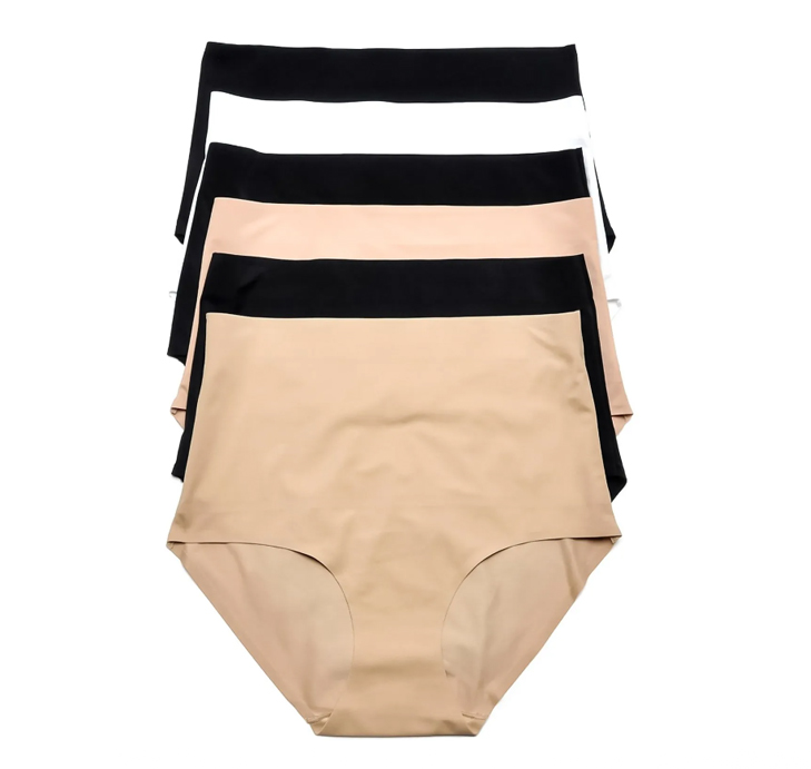 Women’s Laser Cut Smooth Stretch Solid High Waisted Girdle Panties 12 Pack