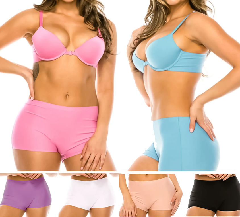 Women’s Multicolor 12 Pack of Laser Cut Microfiber Nylon Boxer Boy Shorts