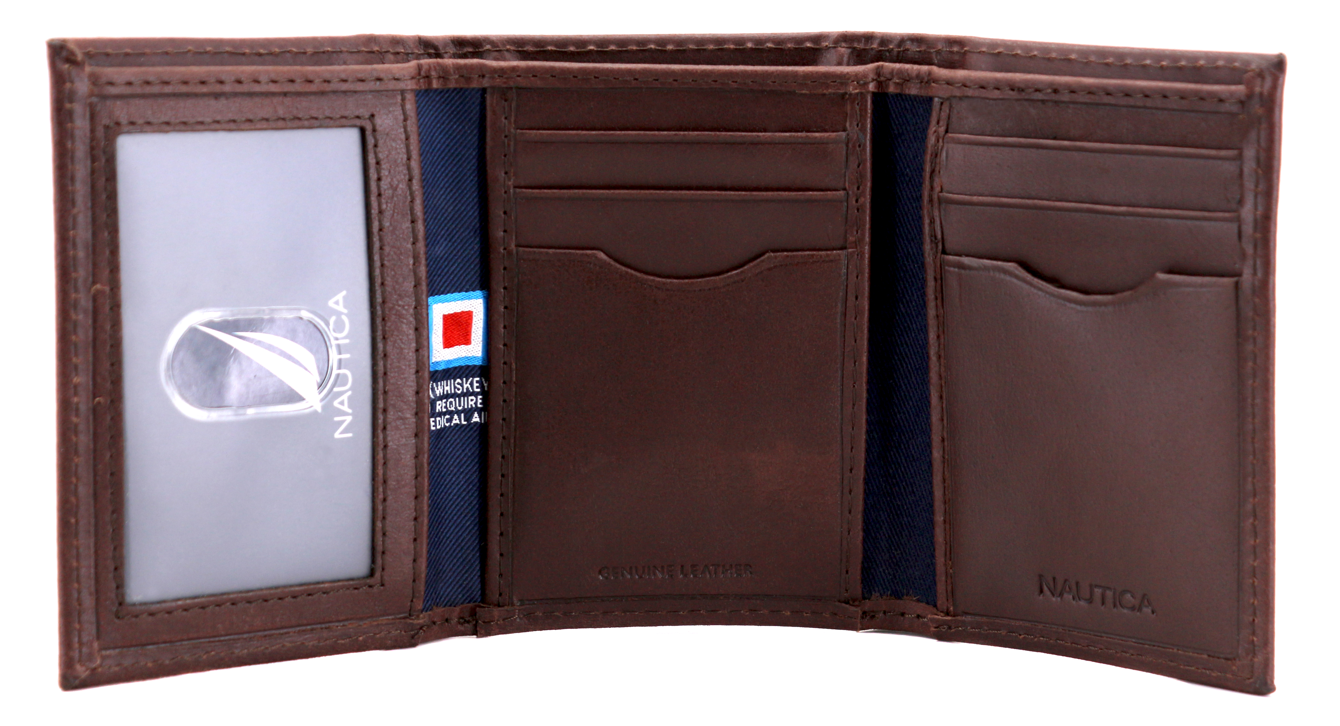 Nautica Men&#39;s Genuine Vintage Leather Credit Card Id Trifold Wallet | eBay