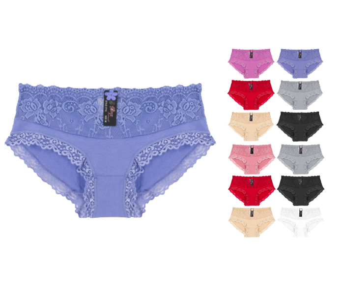 Women’s Cotton Blend Rose Lace Trimmed Panties Stretch Panties 12 Pack