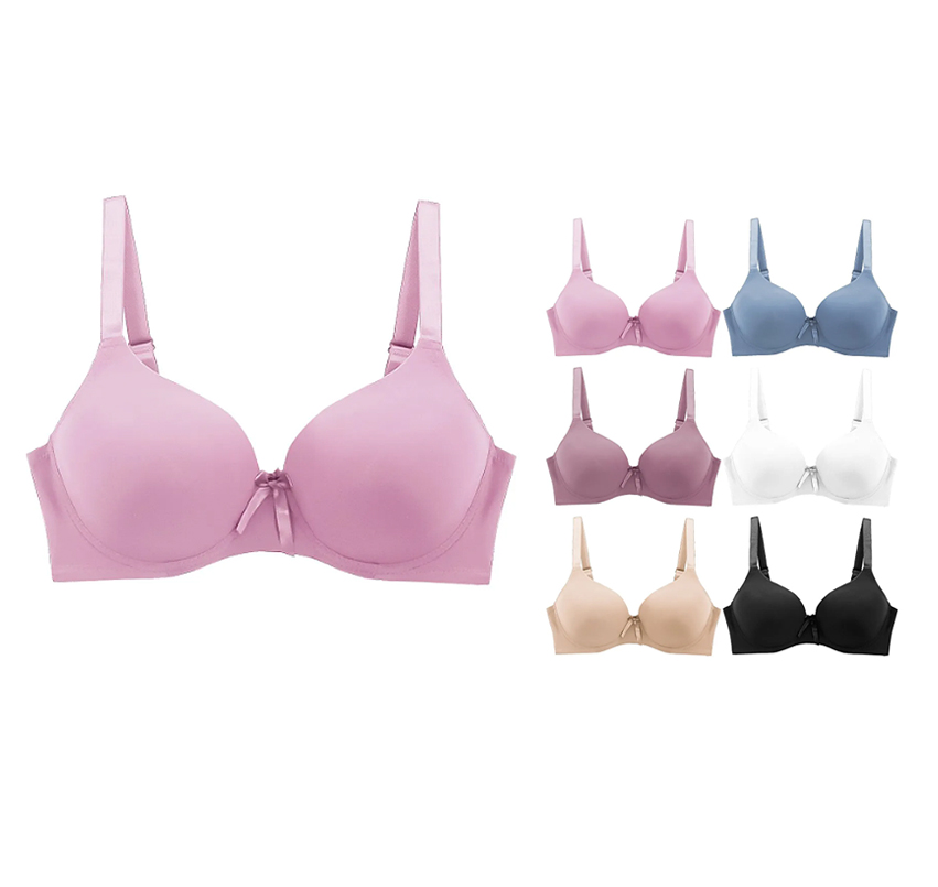 Women's Solid Multicolor Adjustable Strap Full Cup Bra Set Pack of 6