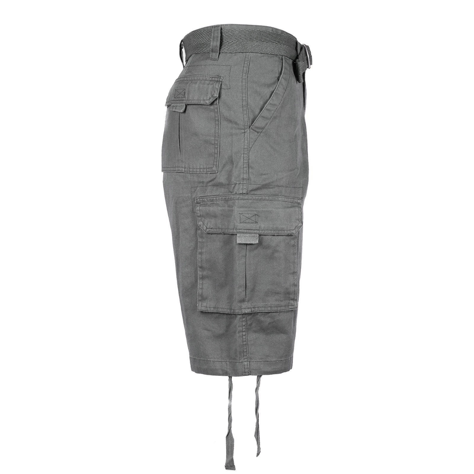 Men's Premium Cotton Twill Slim Fit Cargo Camo Shorts With Woven Belt - Picture 18 of 38