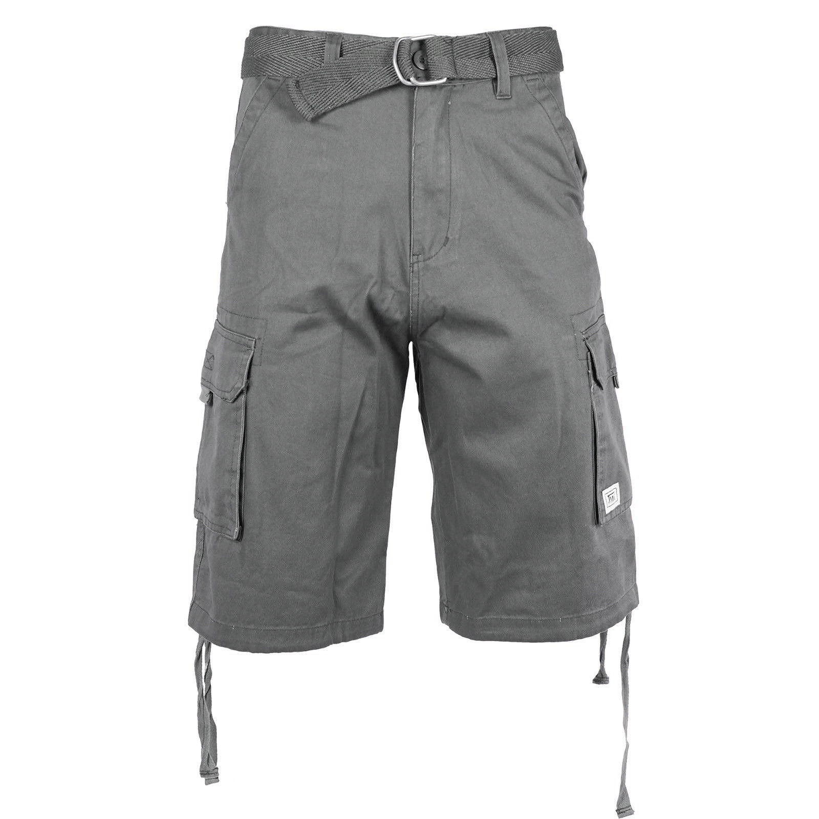 Men's Premium Cotton Twill Slim Fit Cargo Camo Shorts With Woven Belt - Picture 16 of 38