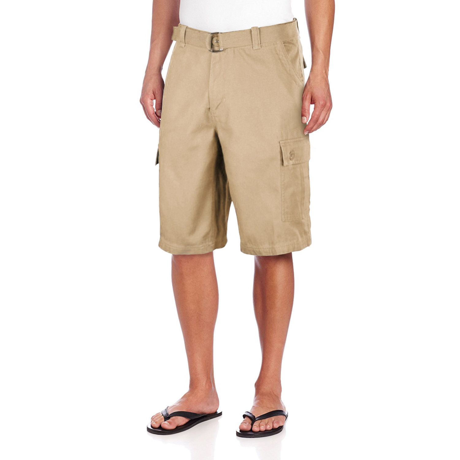 Men's Premium Cotton Twill Slim Fit Cargo Camo Shorts With Woven Belt - Picture 24 of 38