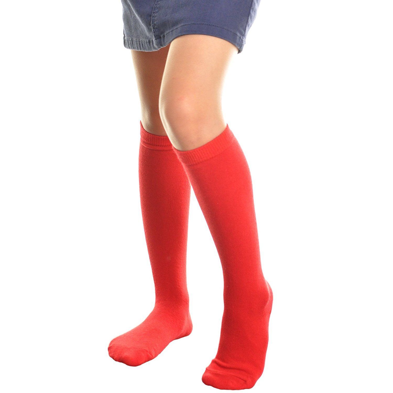 12 Pair Dozen Girls Premium Cotton Knee High Socks Multiple Colors - Picture 12 of 19