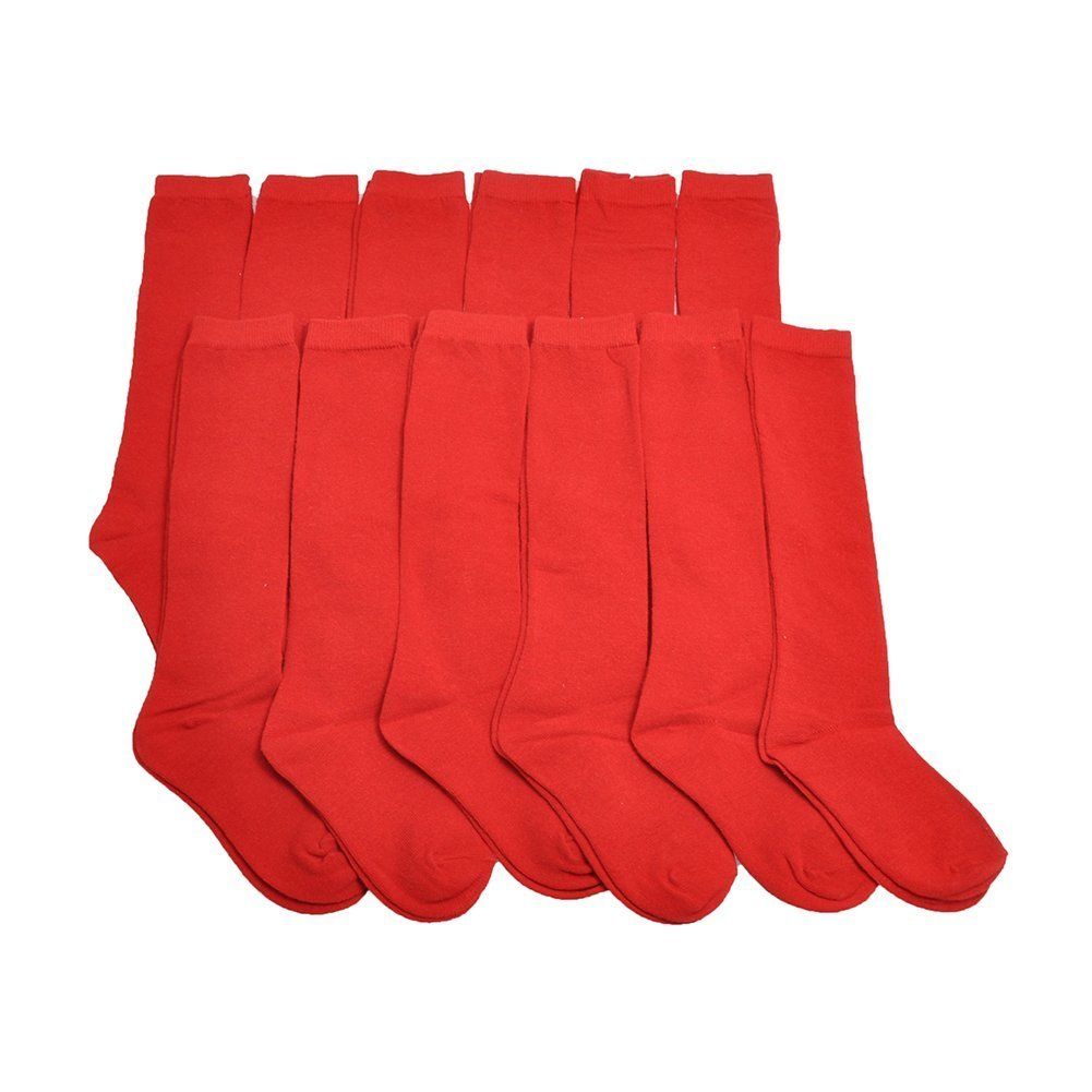 12 Pair Dozen Girls Premium Cotton Knee High Socks Multiple Colors - Picture 11 of 19