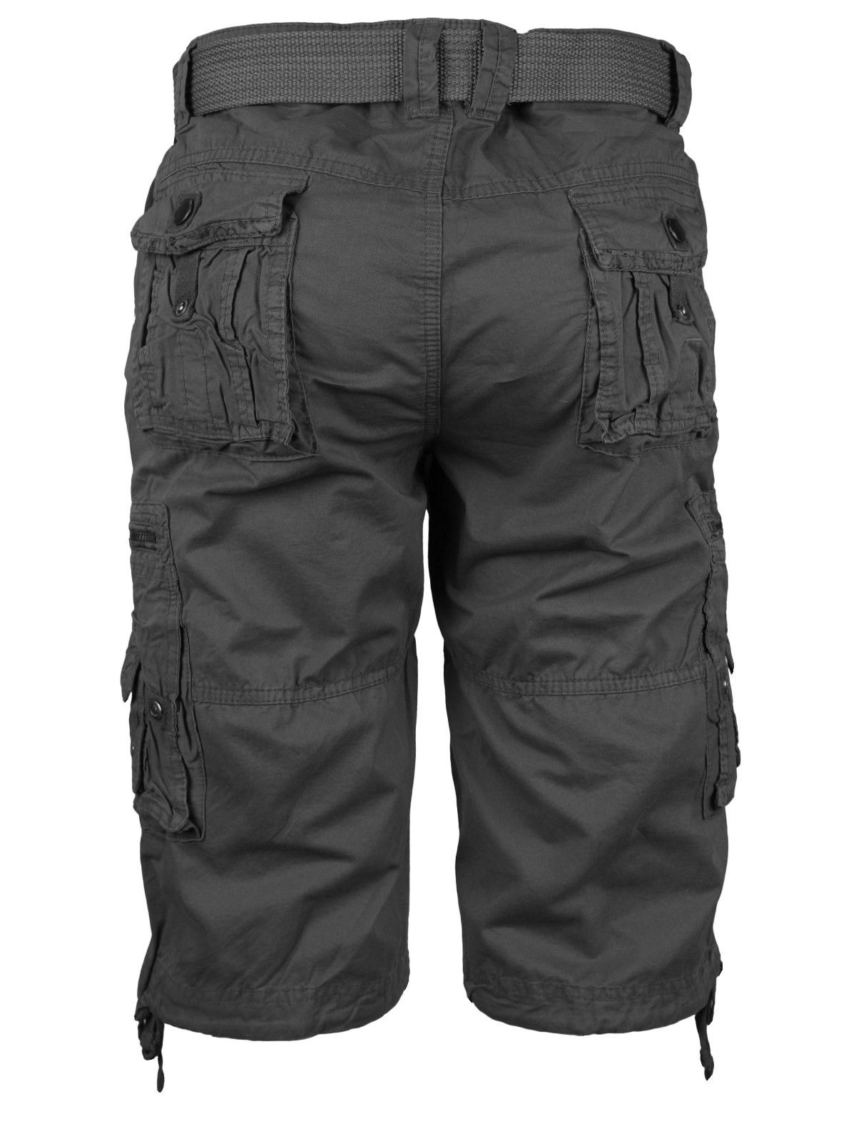 Men's Premium Cotton Twill Slim Fit Cargo Camo Shorts With Woven Belt - Picture 34 of 38