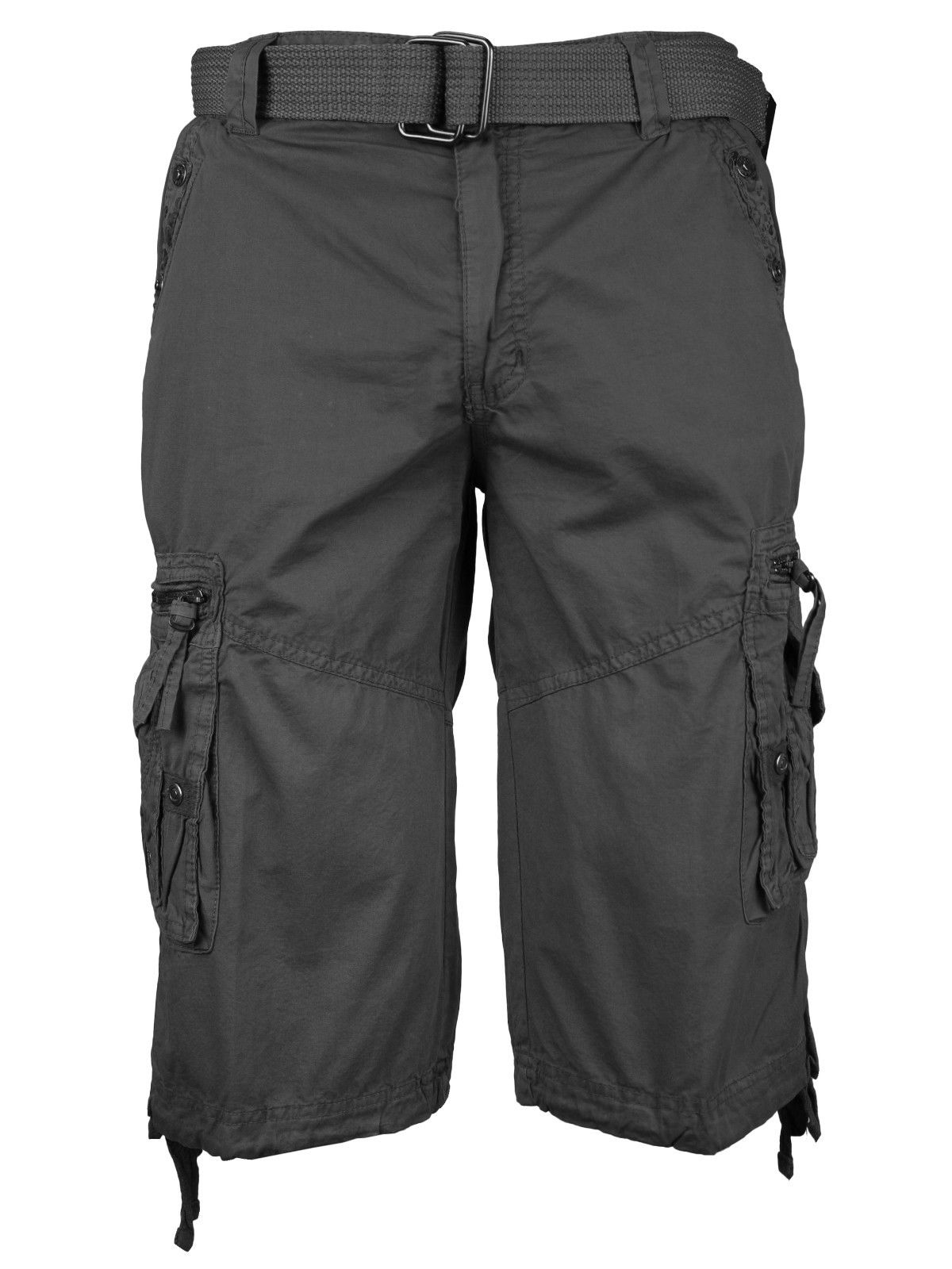 Men's Premium Cotton Twill Slim Fit Cargo Camo Shorts With Woven Belt - Picture 33 of 38