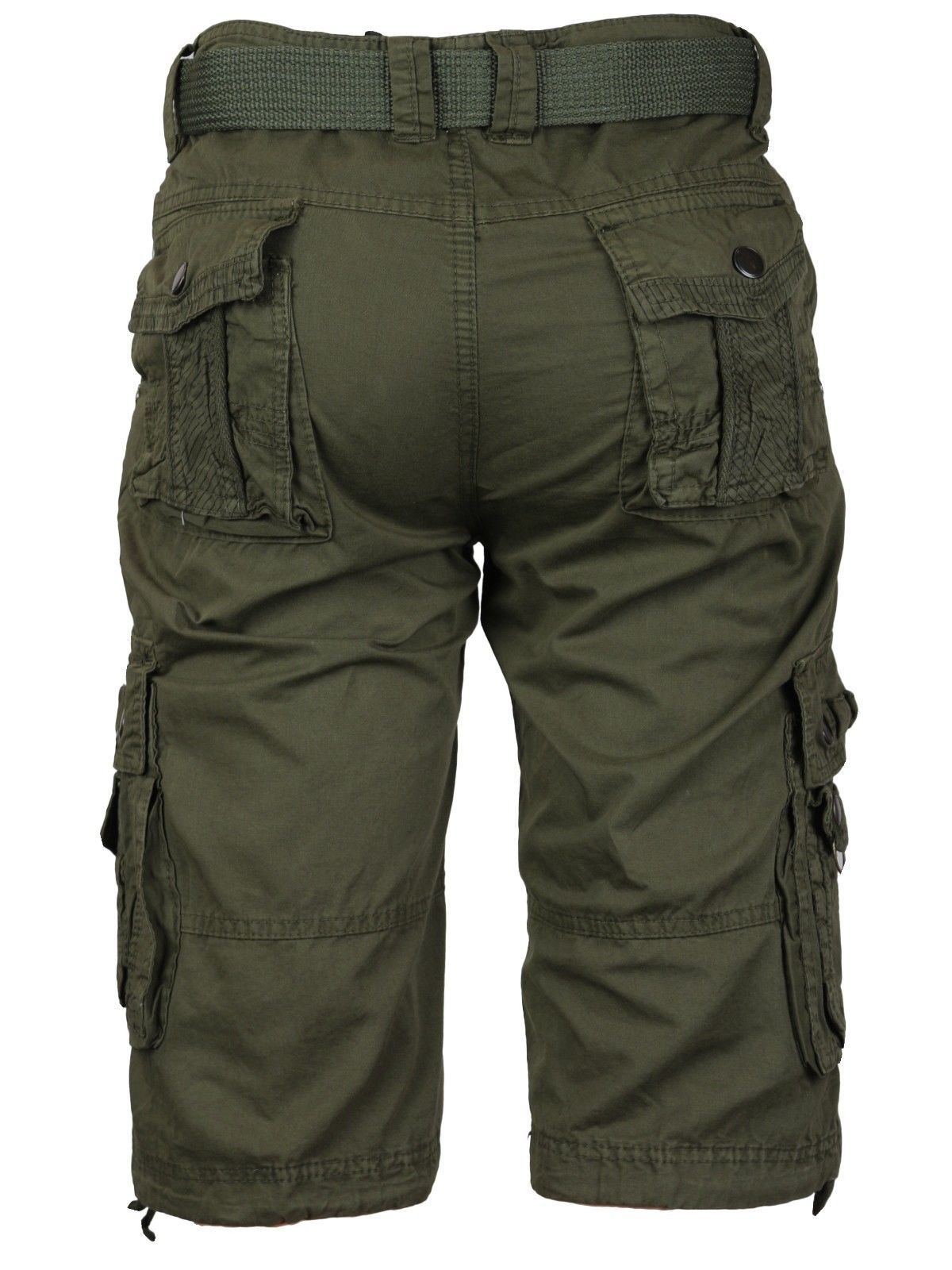 Men's Premium Cotton Twill Slim Fit Cargo Camo Shorts With Woven Belt - Picture 38 of 38