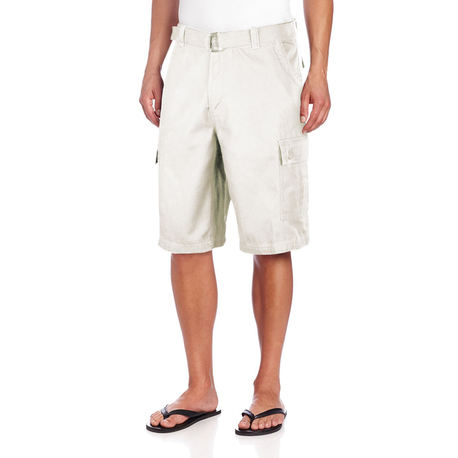 Men's Premium Cotton Twill Slim Fit Cargo Camo Shorts With Woven Belt - Picture 26 of 38