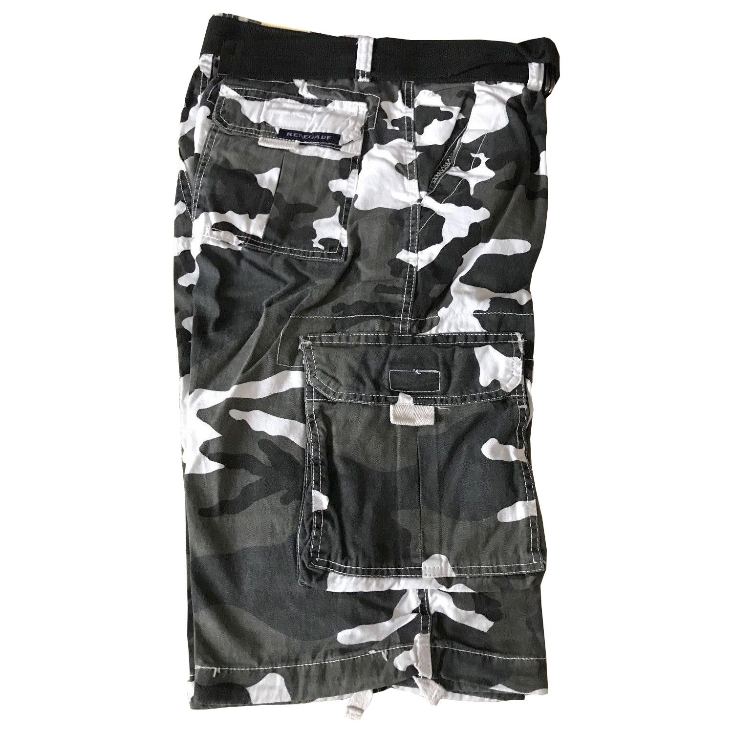 Men's Premium Cotton Twill Slim Fit Cargo Camo Shorts With Woven Belt - Picture 30 of 38