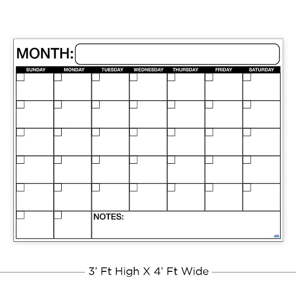 Large Dry or Wet Erase Laminated Monthly Wall Calendar Planner - Afbeelding 15 van 48