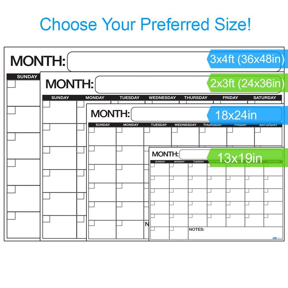 Large Dry or Wet Erase Laminated Monthly Wall Calendar Planner - Afbeelding 21 van 48