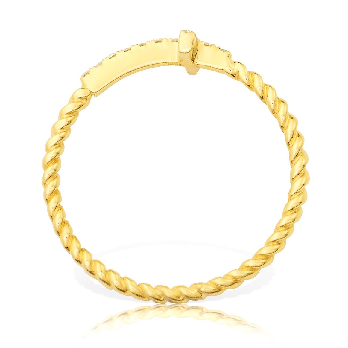 0.15 Carat (ctw) Diamond Designer Sideways Cross Ring Rope Band 14k Yellow Gold - Picture 14 of 20