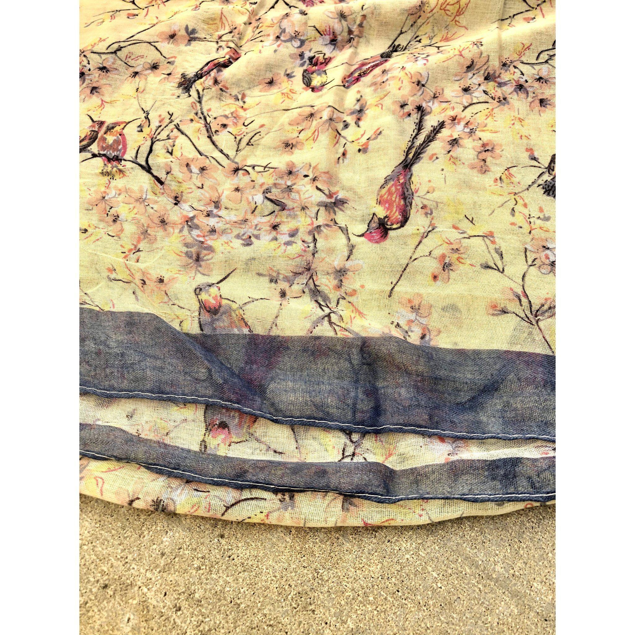 African Head Wrap, Birds of Season Print Headscarf, Tichel Hijab Head Covering - Picture 12 of 18
