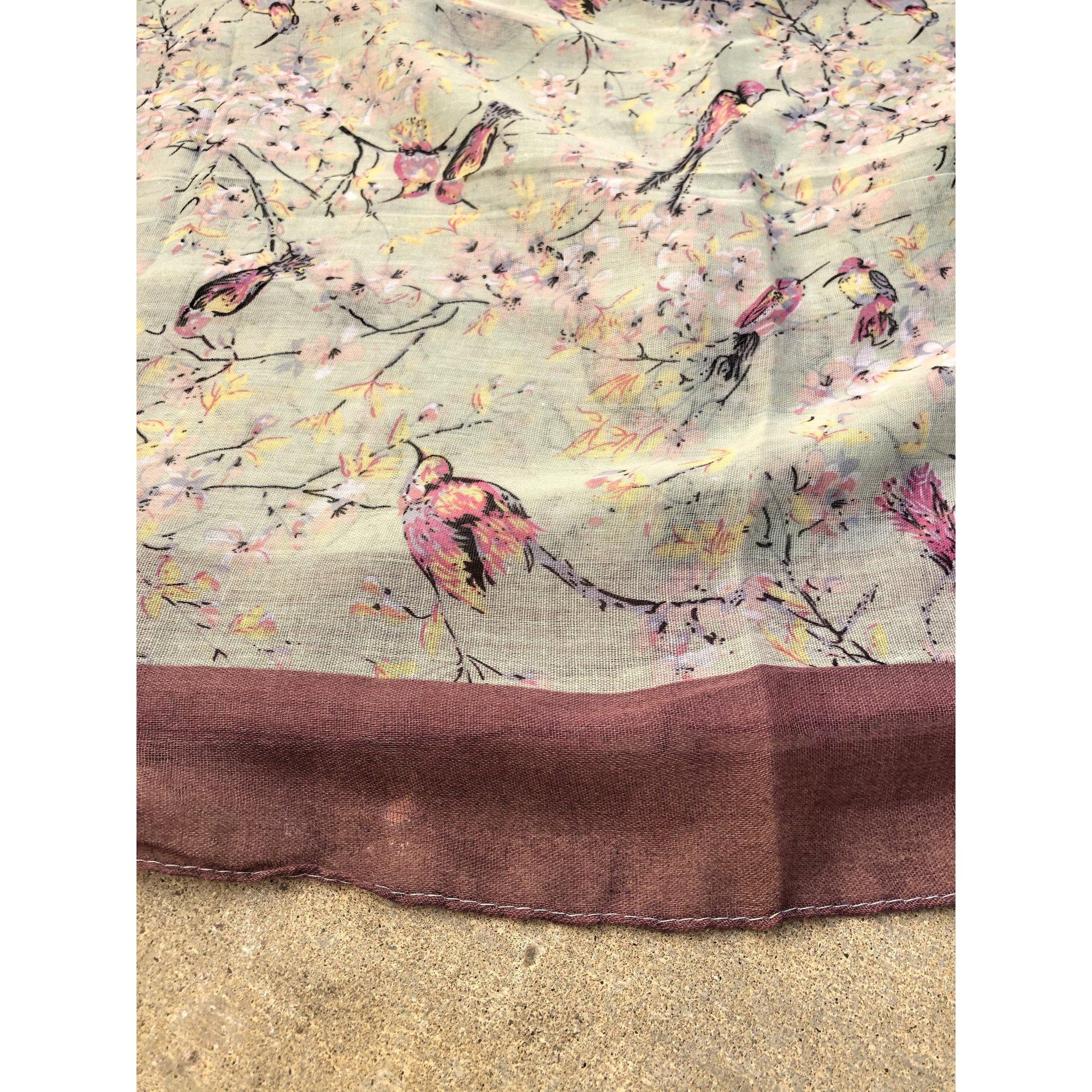 African Head Wrap, Birds of Season Print Headscarf, Tichel Hijab Head Covering - Picture 13 of 18
