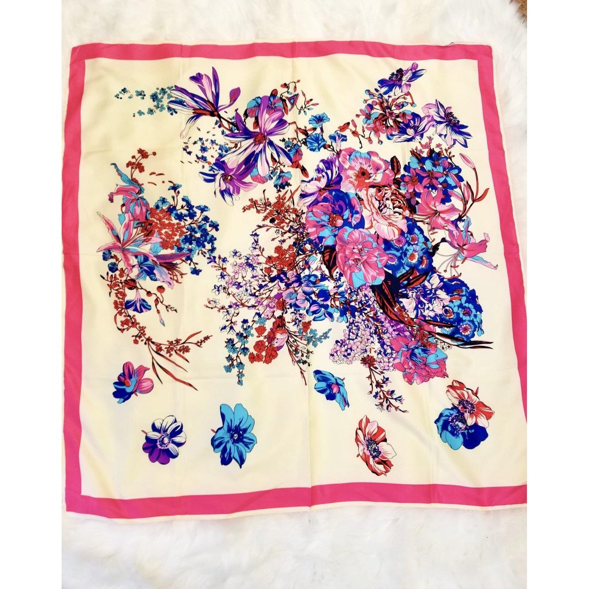 Satin Square Head Scarfs, Multi Option Prints, Tie On Bandana Hair Covering - Picture 9 of 11