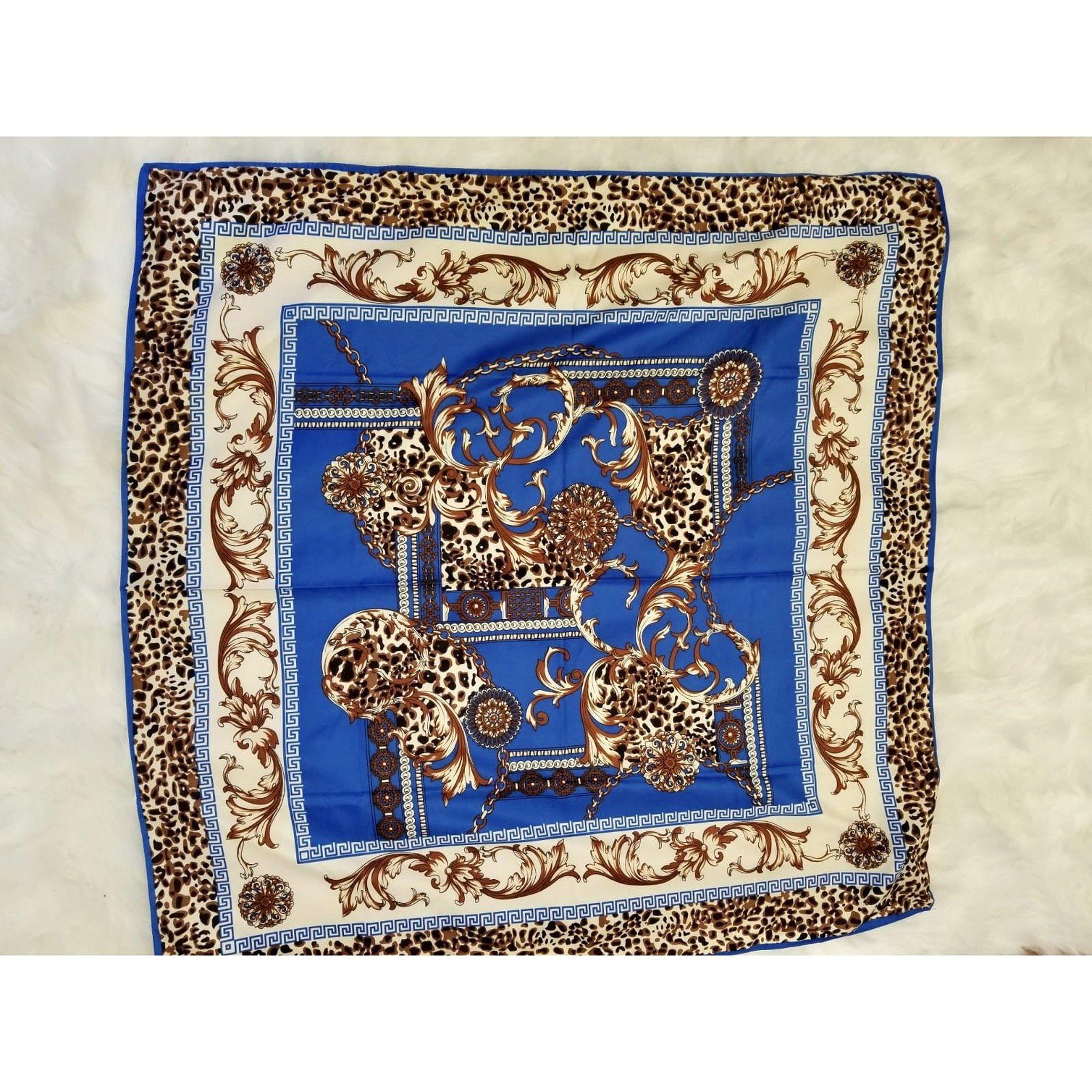 Satin Square Head Scarfs, Multi Option Prints, Tie On Bandana Hair Covering - Picture 10 of 11