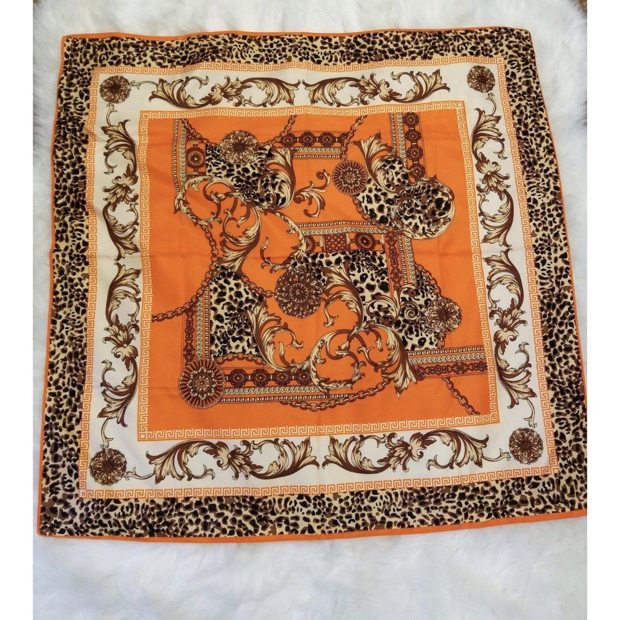 Satin Square Head Scarfs, Multi Option Prints, Tie On Bandana Hair Covering - Picture 11 of 11