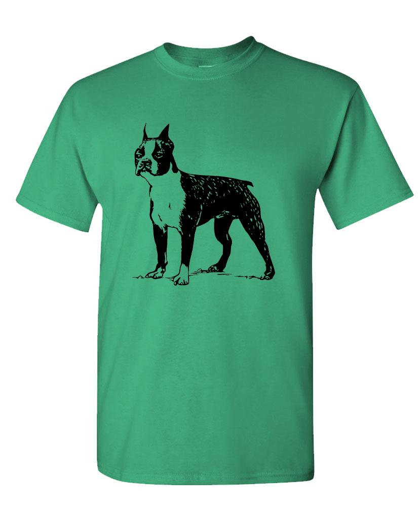 BOSTON TERRIER - vintage hipster style - Cotton Unisex T-Shirt - Picture 8 of 8