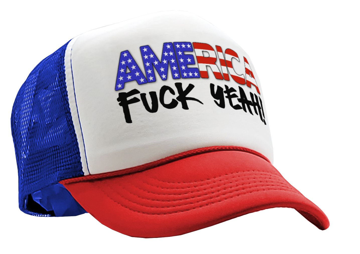AMERICA - F--K YEAH! 4th july patriot - Vintage Retro Style Trucker Cap Hat