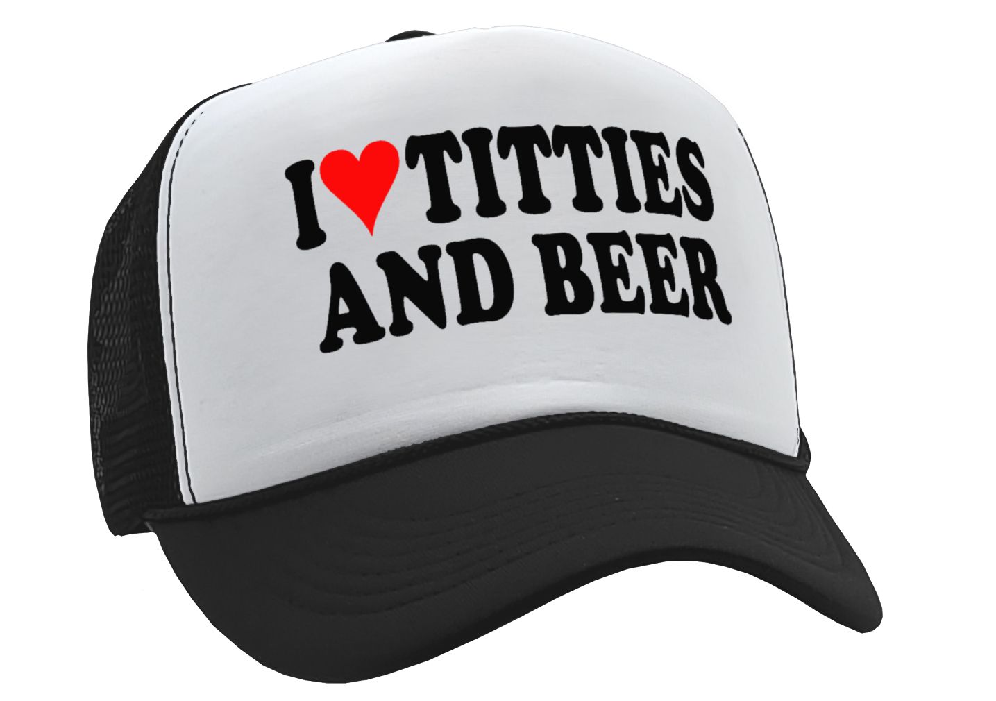 I HEART TITTIES AND BEER - LOVE FUNNY JOKE GAG - Unisex Adult Trucker Cap Hat