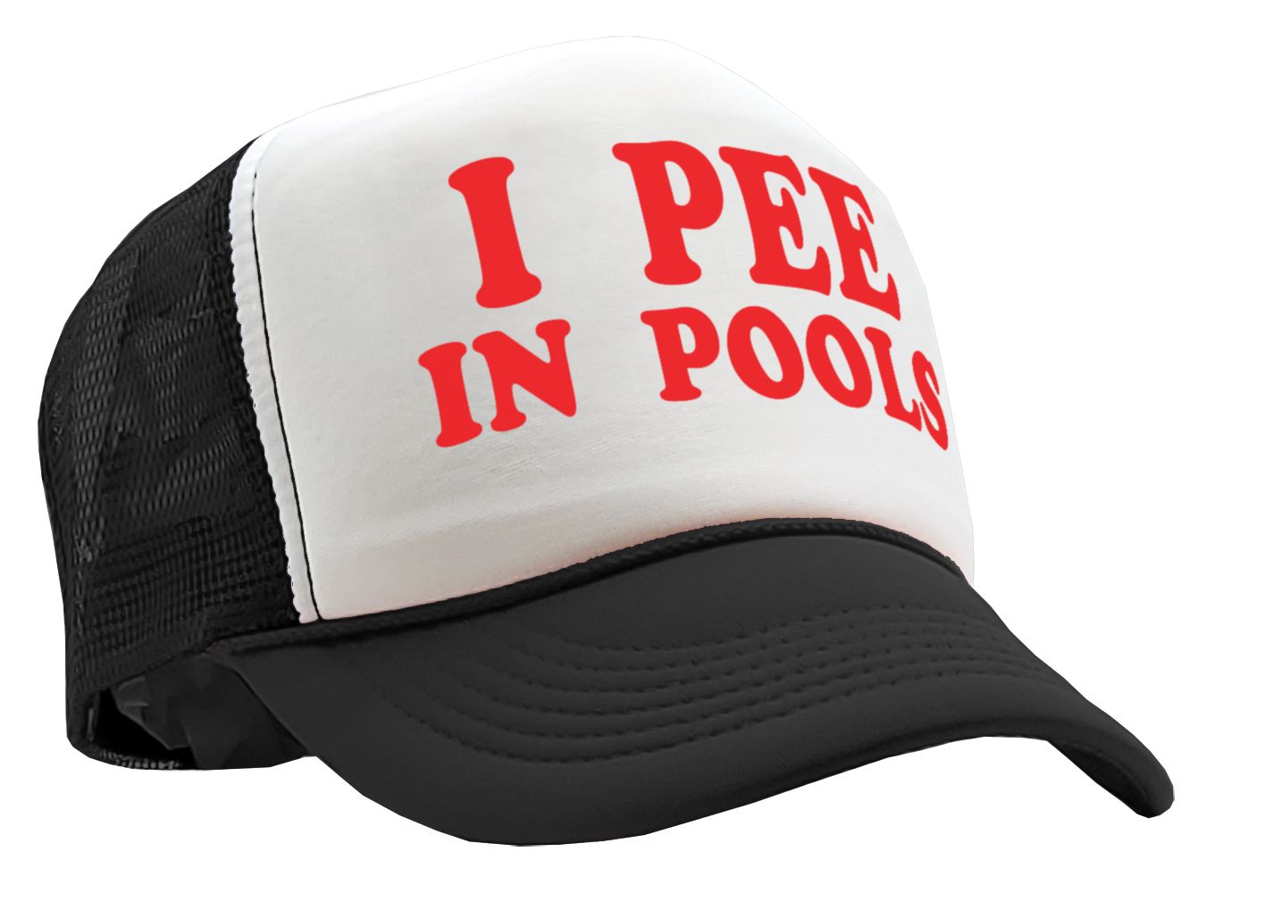 I PEE IN POOLS funny dare gag gift joke - Adult Trucker Cap Hat - Picture 14 of 14