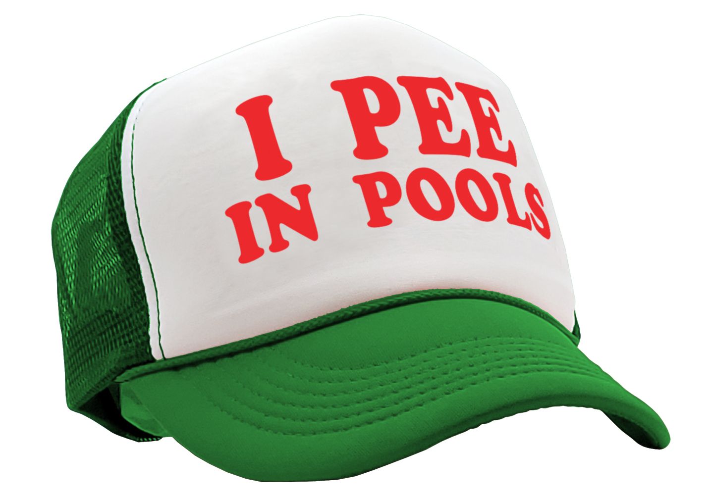 I PEE IN POOLS funny dare gag gift joke - Adult Trucker Cap Hat - Picture 13 of 14