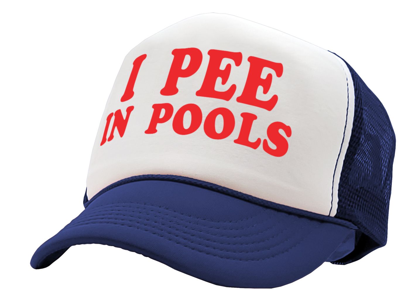 I PEE IN POOLS funny dare gag gift joke - Adult Trucker Cap Hat - Picture 12 of 14