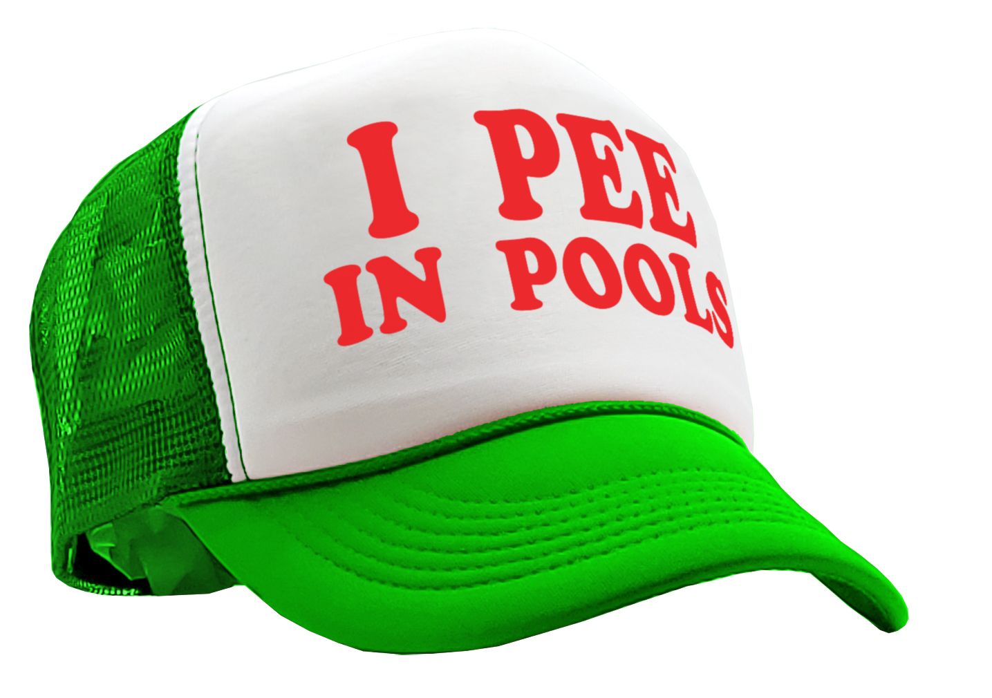 I PEE IN POOLS funny dare gag gift joke - Adult Trucker Cap Hat - Picture 11 of 14