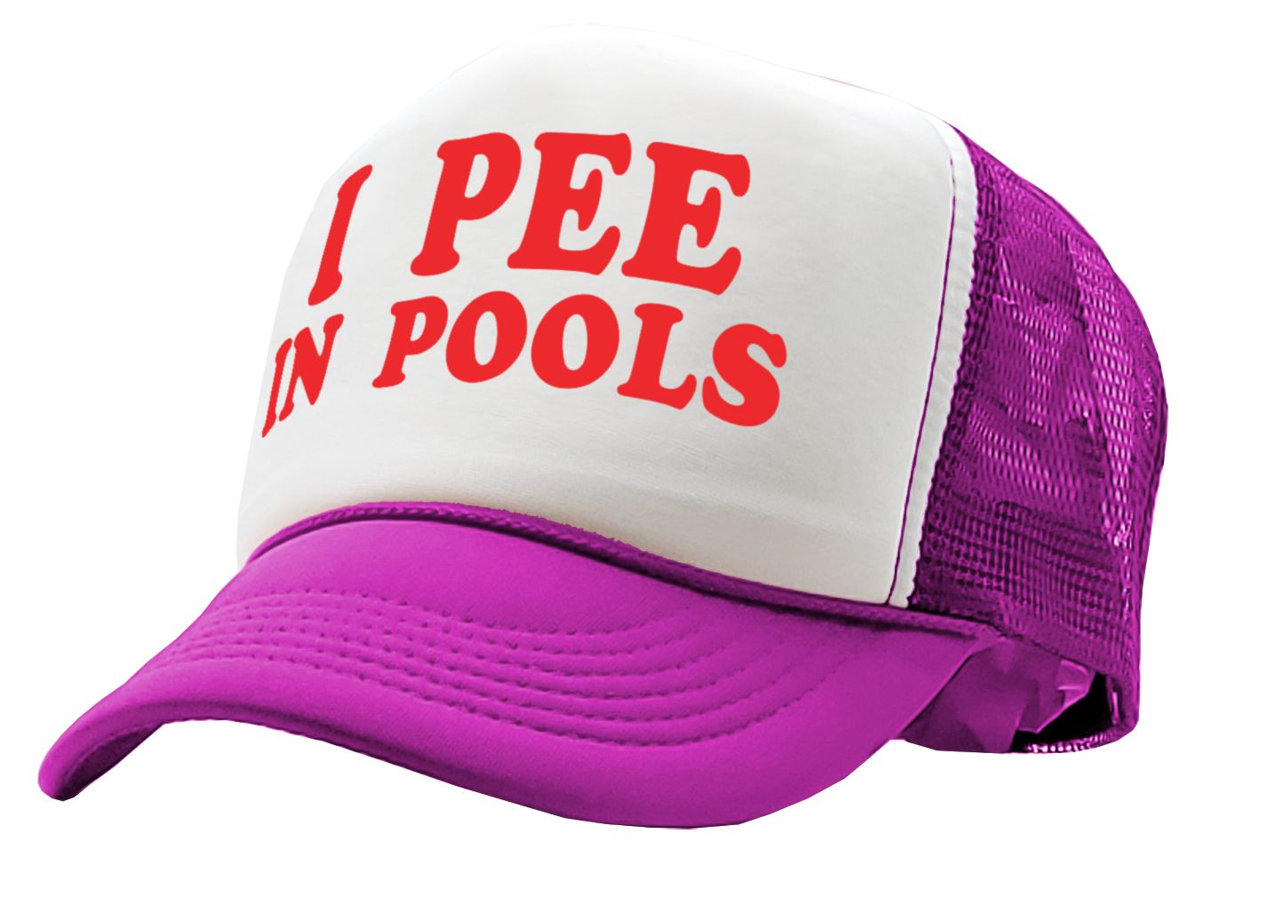 I PEE IN POOLS funny dare gag gift joke - Adult Trucker Cap Hat - Picture 9 of 14