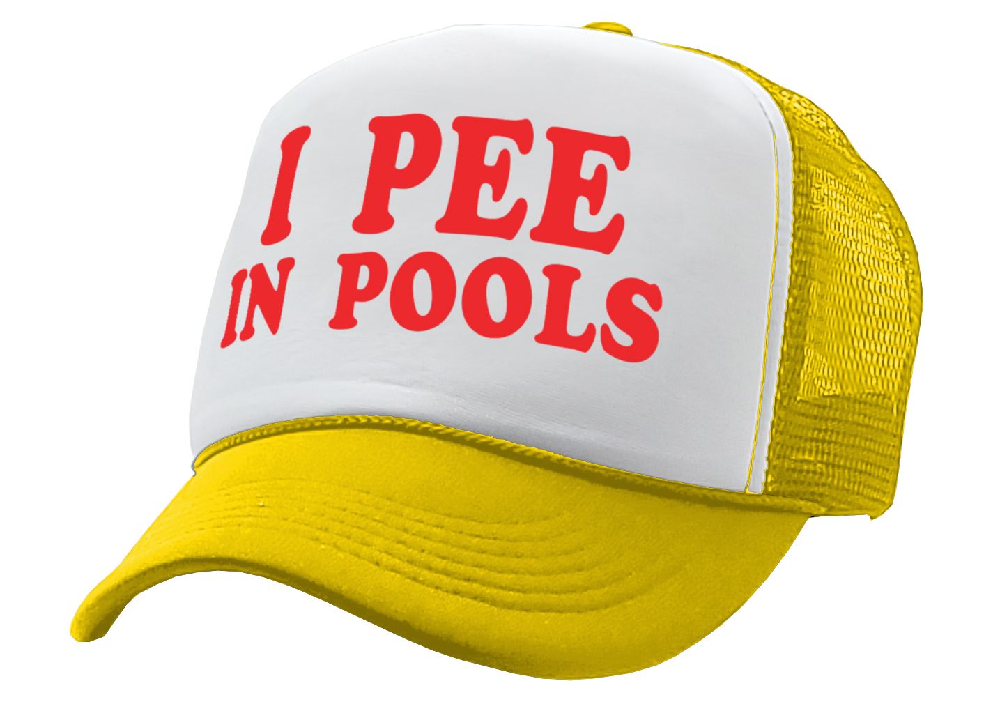 I PEE IN POOLS funny dare gag gift joke - Adult Trucker Cap Hat - Picture 8 of 14
